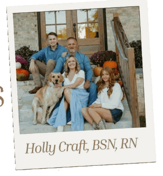 Holly Craft, BSN, RN, with her family and their dog